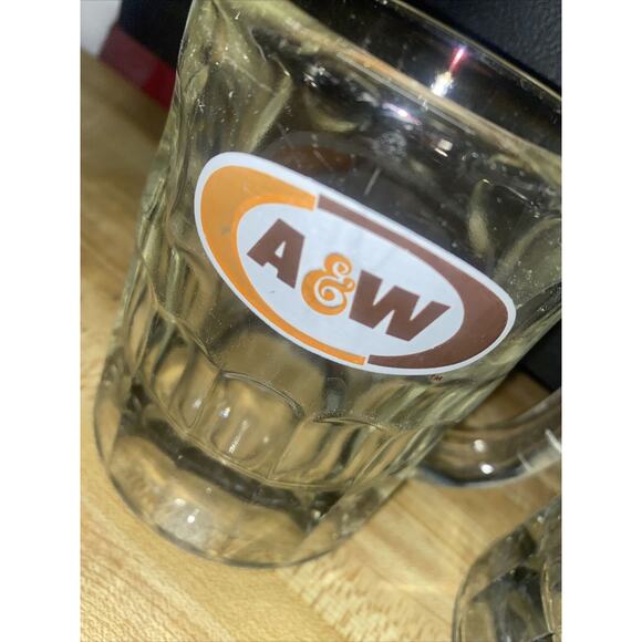Vintage Set 6 A&W Root Beer Heavy Dimpled Glass Mug 6" & 4.5” & 3” AW 1970s - Picture 9 of 11